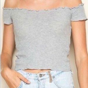 Brandy Melville Ribbed Lettuce Trim Top